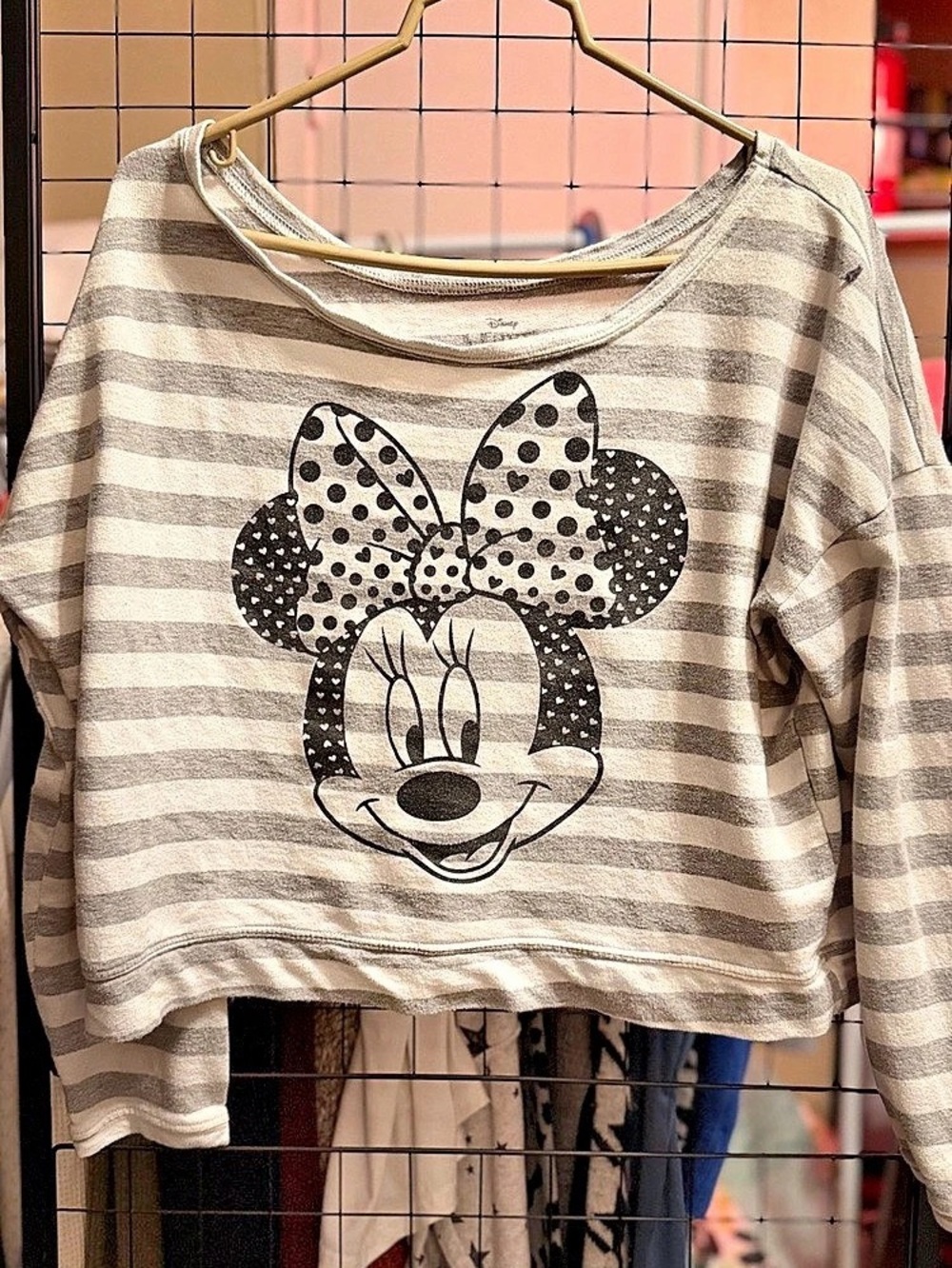 Disney Minnie Mouse Striped Sweatshirt Size Medium